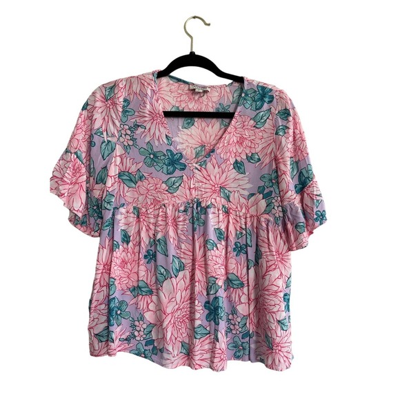 ANDREE BY UNIT Tops - Andree’ By Unit Floral Peplum Top Size Small